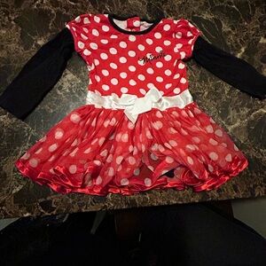 Disney Long sleeve Red Polka Dot Kids Minnie Mouse Dress - size 24 months